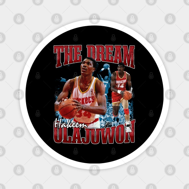 Hakeem Olajuwon The Dream Basketball Legend Signature Vintage Retro 80s 90s Bootleg Rap Style Magnet by CarDE